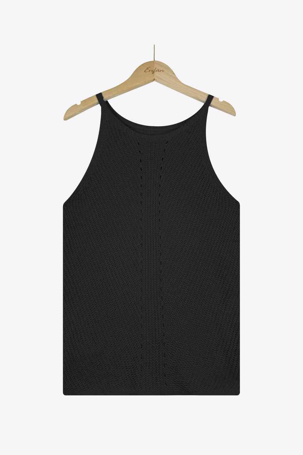 Eliana Openwork Grecian Neck Knit Tank Top