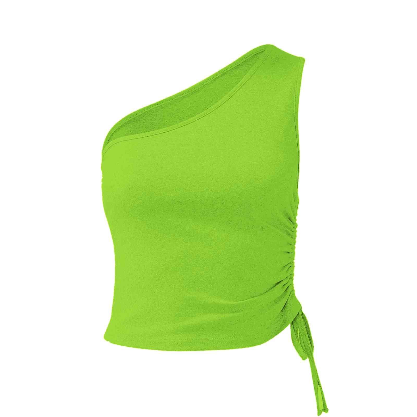 Flor One Shoulder Tie Detail Cami Tank Tops