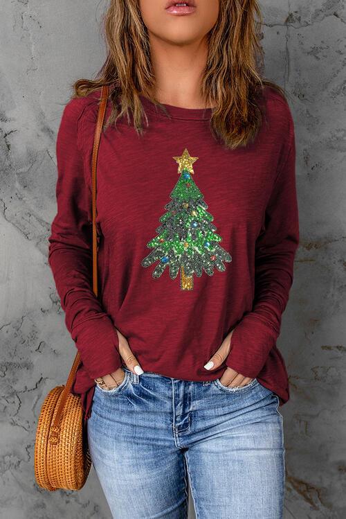 Susy Sequin Christmas Tree Long Sleeve Sweater - Vestir en Moda