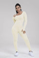 Susan Square Neck Long Sleeve Active Jumpsuits