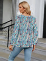 Sury Printed Round Neck Flounce Sleeve Blouse