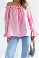 Ana Drawstring Off-Shoulder Flounce Sleeve Blouse