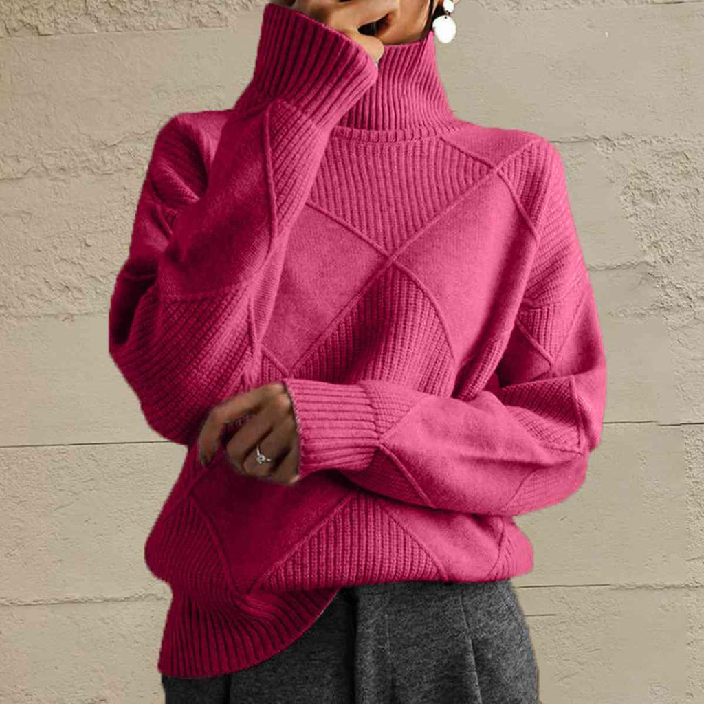 Fanny Geometric Turtleneck Long Sleeve Sweater