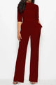 Sesarina Mock Neck Tie-Waist Half Sleeve Jumpsuits