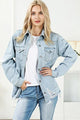 Camila Distressed Button Up Frayed Hem Jacket