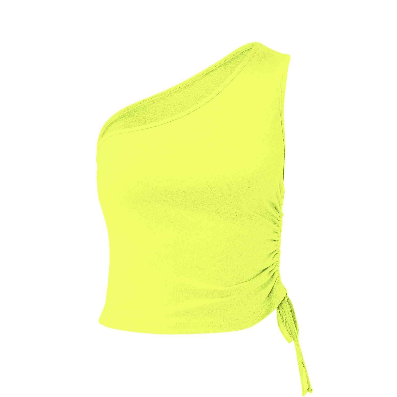 Flor One Shoulder Tie Detail Cami Tank Tops