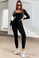 Patricia Ruched Square Neck Long Sleeve Active Jumpsuits