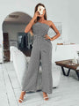 Julia Plaid One-Shoulder Wide Leg Jumpsuits