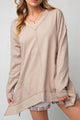 Lily Exposed Seam V-Neck Long Sleeve Slit Sweater