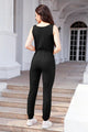 Dahiana Drawstring Round Neck Sleeveless Jumpsuits