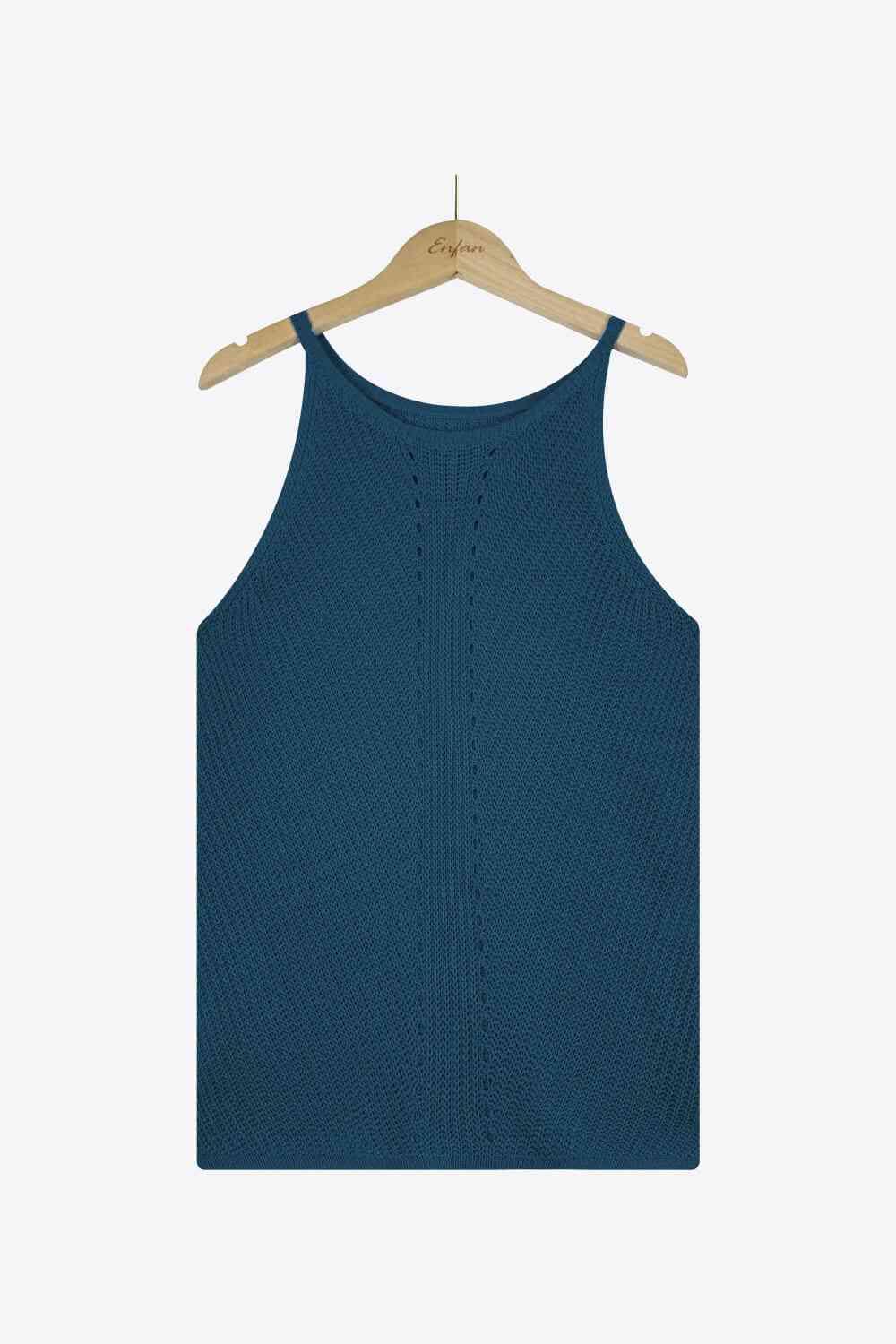 Eliana Openwork Grecian Neck Knit Tank Top