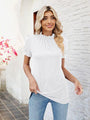 Cloe Frill Mock Neck Flounce Sleeve Blouse