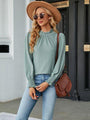 Tenten Frill Mock Neck Lantern Sleeve Blouse