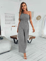 Julia Plaid One-Shoulder Wide Leg Jumpsuits