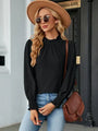 Tenten Frill Mock Neck Lantern Sleeve Blouse