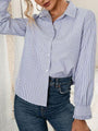 Magda Striped Button Up Long Sleeve Shirt