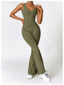 Saralen Wide Strap Bootcut Slit Active Jumpsuits
