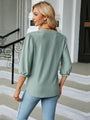 Maria Textured Notched Three-Quarter Sleeve Blouse