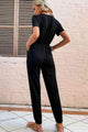 Ashlie Button Front Short Sleeve Jogger Jumpsuits