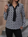 Gloria Printed Collared Neck Long Sleeve Blouse