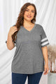 Vanessa Plus Size Striped V-Neck T-Shirt