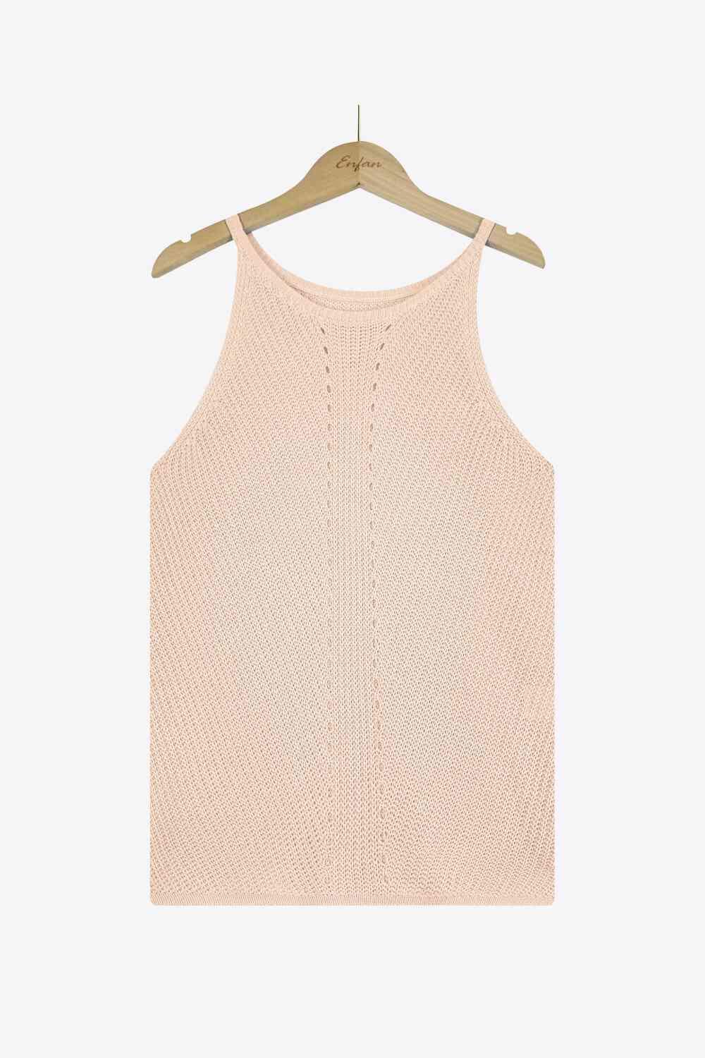 Eliana Openwork Grecian Neck Knit Tank Top