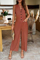Margarita Pocketed Half Button Sleeveless Jumpsuits