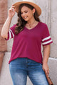 Vanessa Plus Size Striped V-Neck T-Shirt