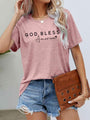 Leah GOD BLESS AMERICA Graphic Short Sleeve Tees