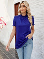 Cloe Frill Mock Neck Flounce Sleeve Blouse