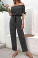 Marina Off-Shoulder Tie Cuff Jumpsuits with Pockets