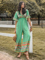 Kimberli Floral Surplice Flutter Sleeve Jumpsuits