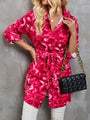 Paola Slit Tied Printed Button Up Long Sleeve Shirt