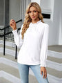 Tenten Frill Mock Neck Lantern Sleeve Blouse