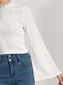 Ino Mock Neck Flare Sleeve Blouse