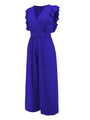 Victalie Ruffled Surplice Cap Sleeve Jumpsuits