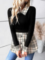 Monica Houndstooth Collared Neck Long Sleeve Shirt