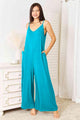 Sofia Double Take Full Size Soft Spaghetti Strap Tied Wide Leg Jumpsuits
