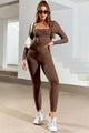 Patricia Ruched Square Neck Long Sleeve Active Jumpsuits