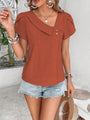 Sonia Decorative Button Asymmetrical Neck Blouse