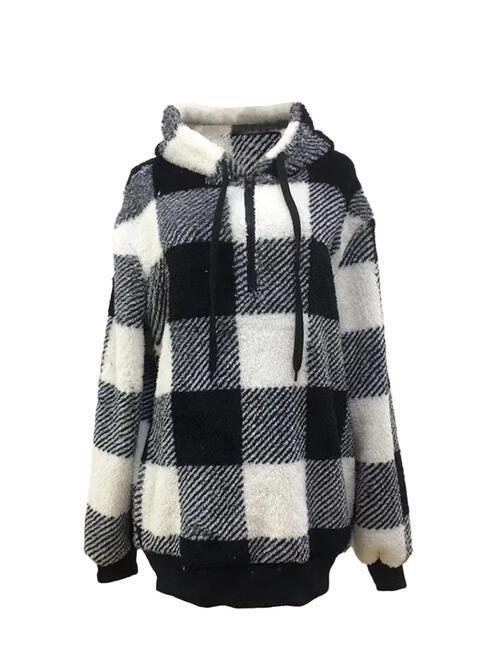 Elida Plaid Half Zip Drawstring Jacket - Vestir en Moda