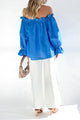 Ana Drawstring Off-Shoulder Flounce Sleeve Blouse
