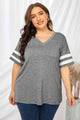 Vanessa Plus Size Striped V-Neck T-Shirt