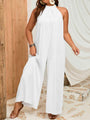 Nina Plus Size Sleeveless Halter Neck Wide Leg Jumpsuits