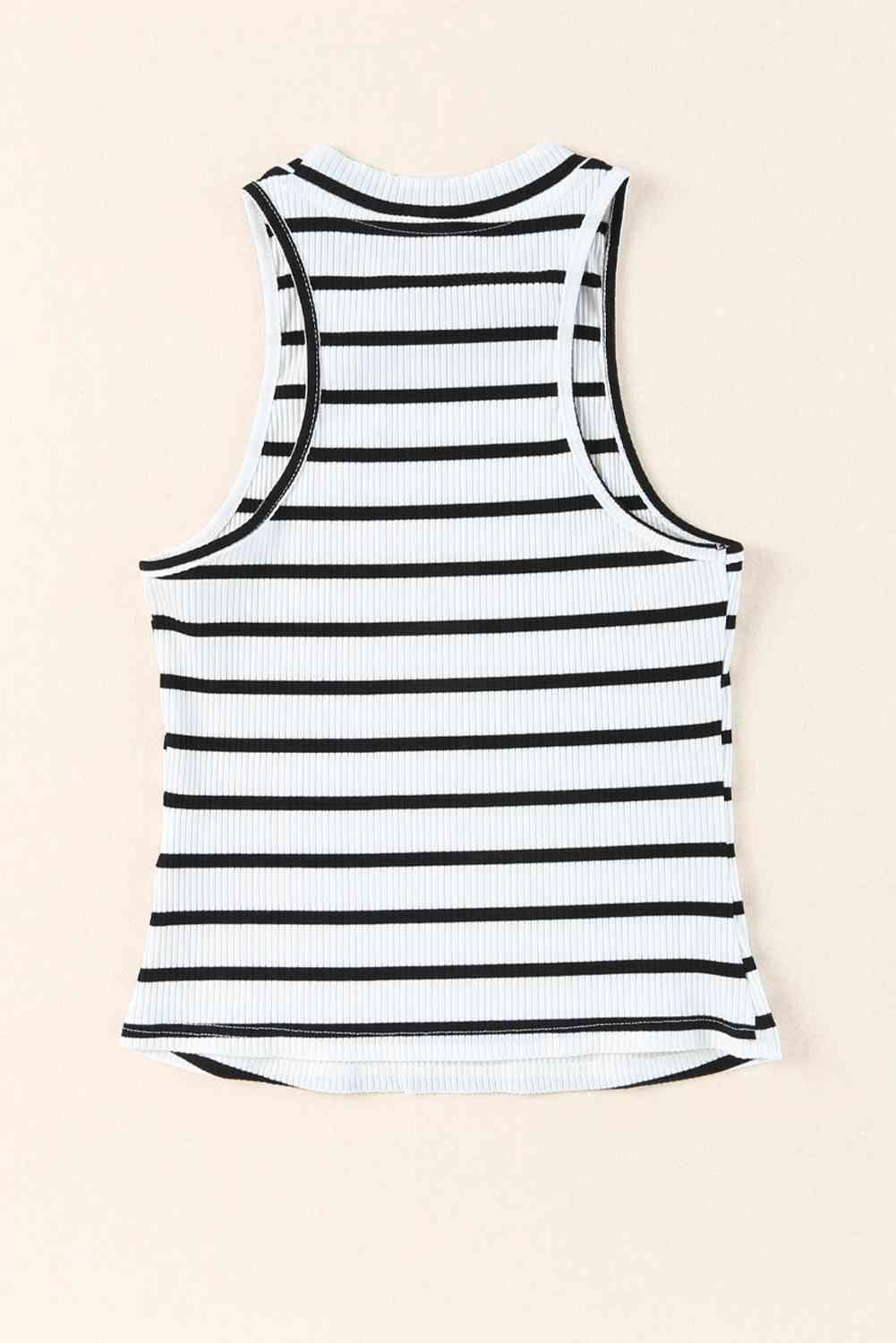 Olivia Striped Ribbed Round Neck Tank