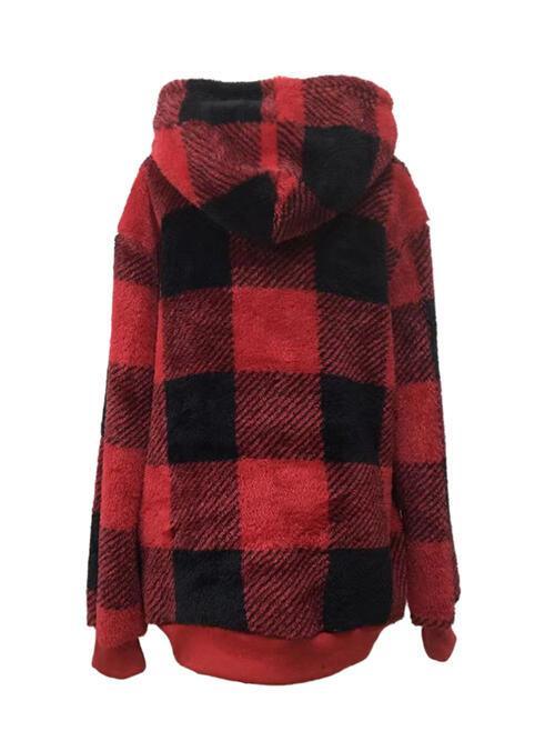 Elida Plaid Half Zip Drawstring Jacket - Vestir en Moda