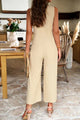 Margarita Pocketed Half Button Sleeveless Jumpsuits
