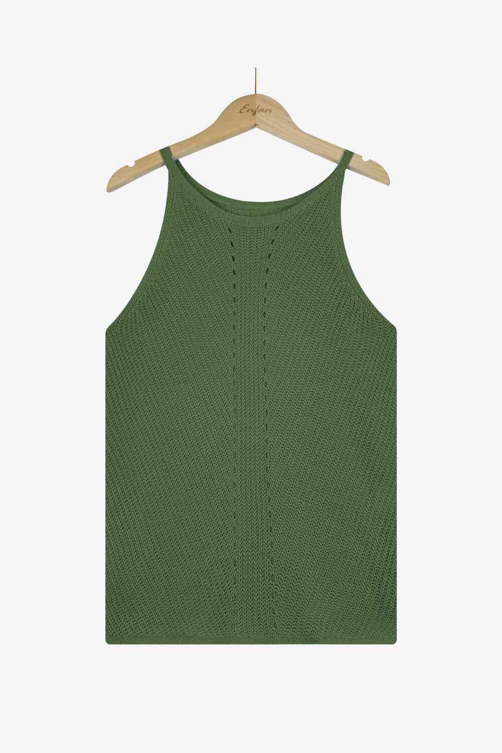 Eliana Openwork Grecian Neck Knit Tank Top