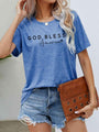 Leah GOD BLESS AMERICA Graphic Short Sleeve Tees