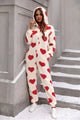 Celine Fuzzy Heart Zip Up Hooded Lounge Jumpsuits